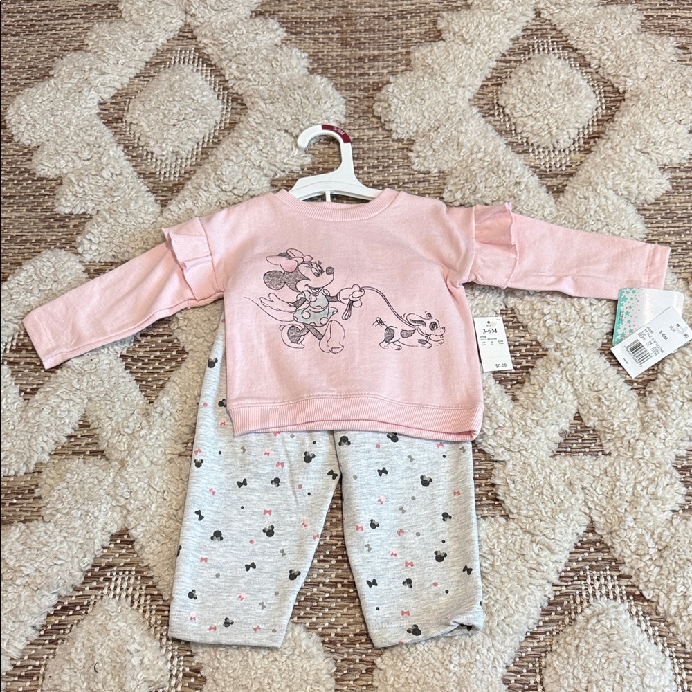 Disney Pink and Gray Character Pajama Set